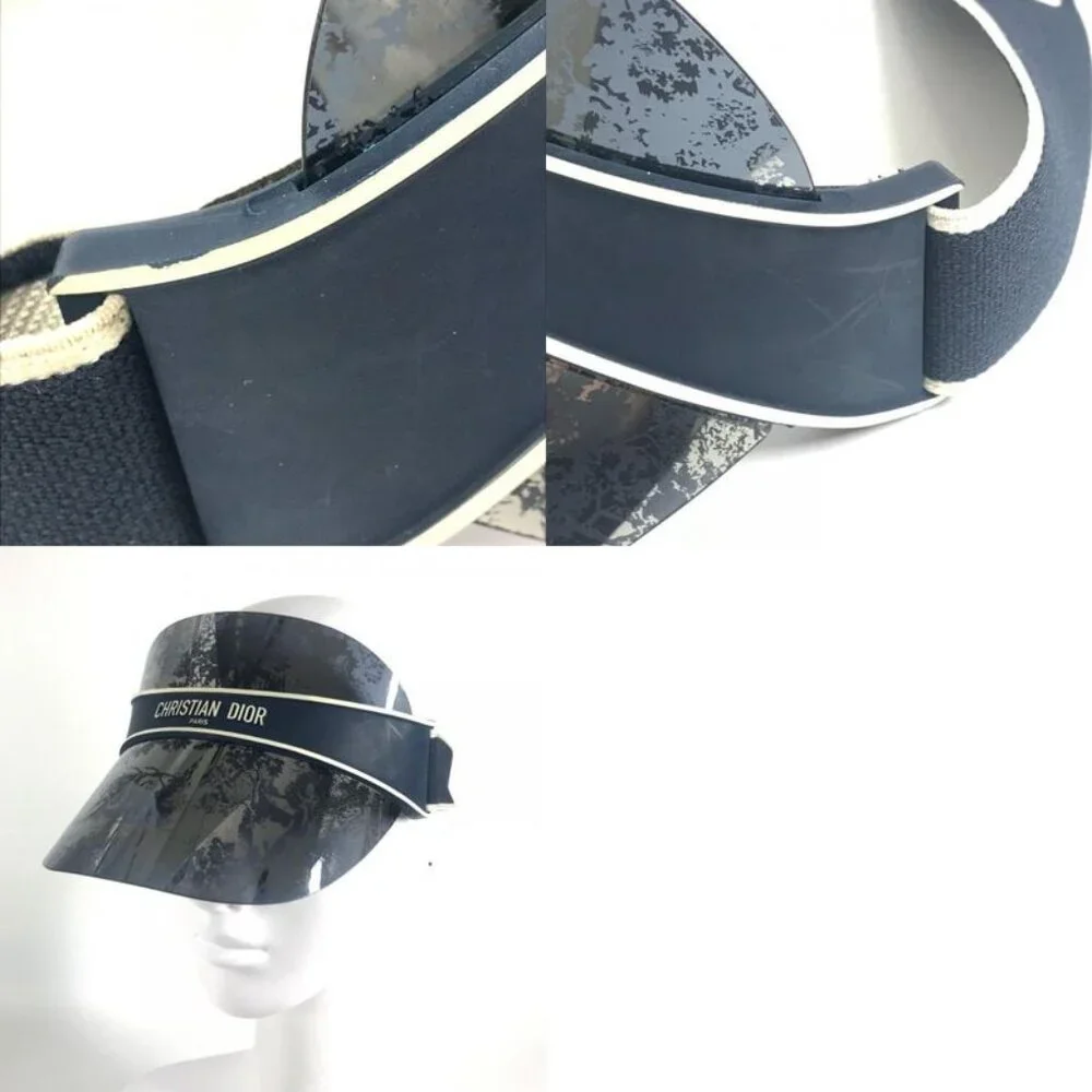 Dior Sun Visor Logo Toile de Jouy Plastic Navy - Picture 9 of 9
